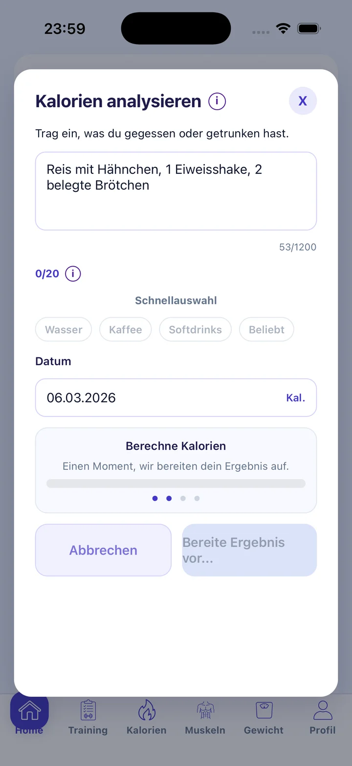 Kalorien in Ready2Fitness eintragen