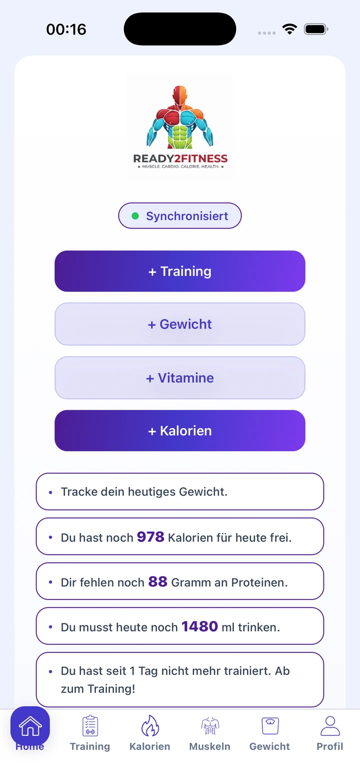 Ready2Fitness Schnellerfassung